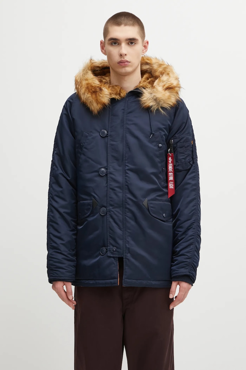 Alpha Industries geaca N3B 103141 07 barbati, culoarea bordo, de iarna