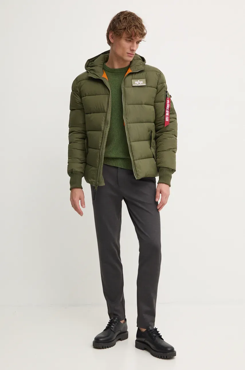 Куртка Alpha Industries Hooded Puffer Alpha FD мужская цвет зелёный зимняя 118113.257 Куртка Alpha Industries Hooded Puffer Alpha FD мужская цвет зелёный зимняя 118113.257