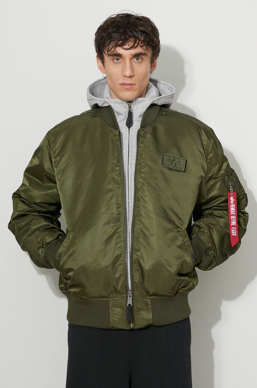 Levně Bomber bunda Alpha Industries MA-1 D-Tec 183110 257 zelená barva, přechodná