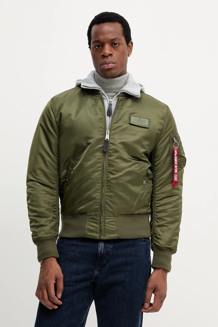 Levně Bomber bunda Alpha Industries MA-1 D-Tec 183110 257 zelená barva, přechodná