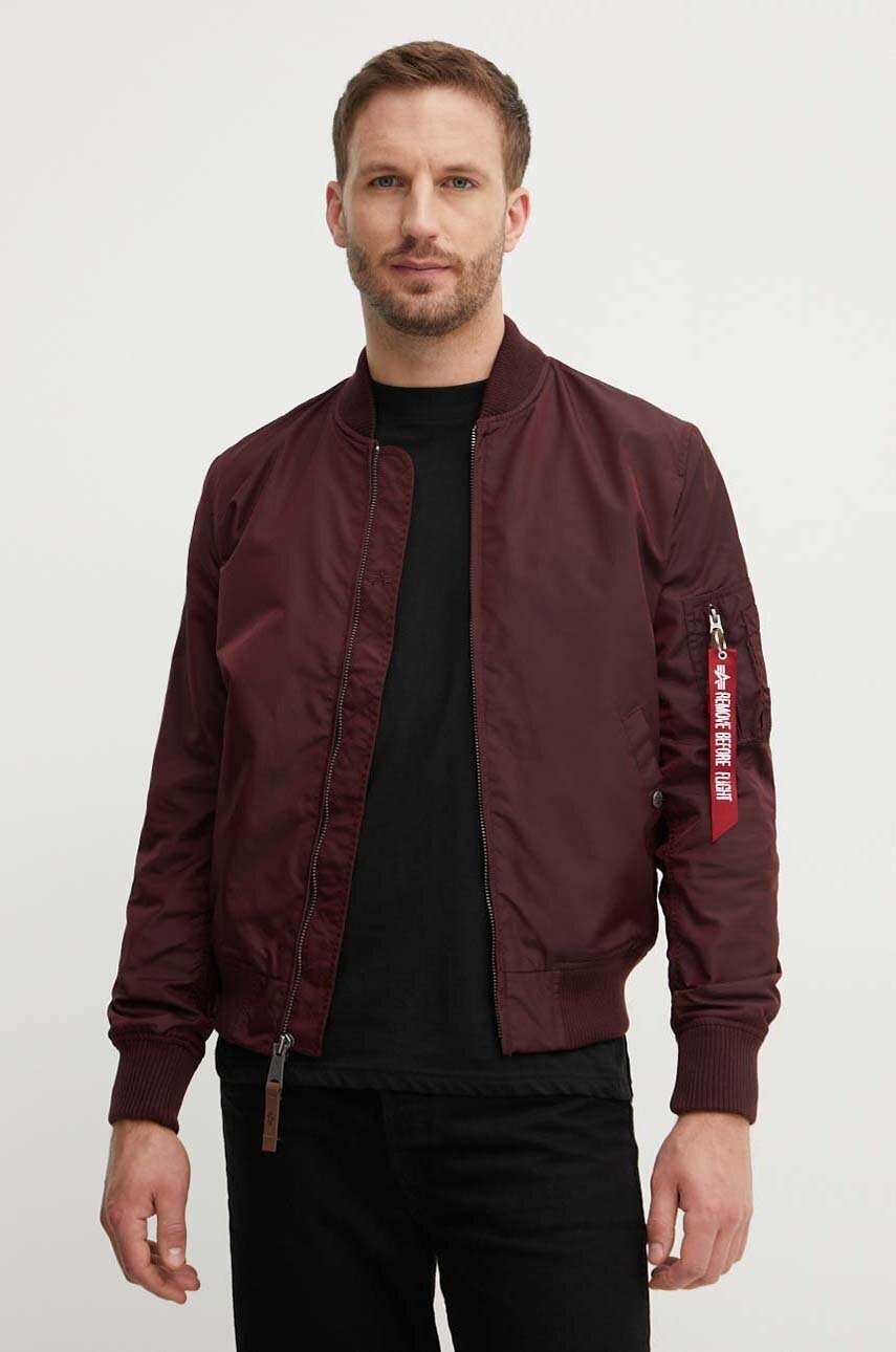 Alpha Industries geaca bomber barbati, culoarea bordo, de tranzitie