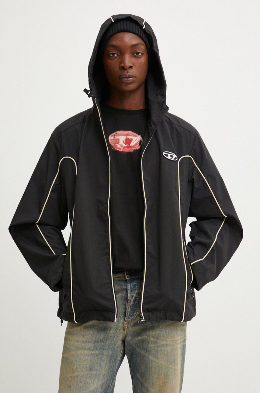 Diesel geaca J-HIVES barbati, culoarea negru, de tranzitie, oversize, A06149.0DGAM