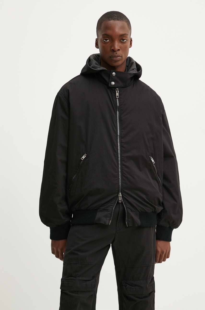 Diesel geaca J-ALAIN barbati, culoarea negru, de tranzitie, oversize, A14306.0CHBP