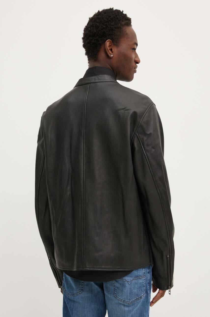 Δερμάτινο μπουφάν Diesel L-CARVER ανδρικό, χρώμα: μαύρο, A14436.0AJIR φωτογραφία
