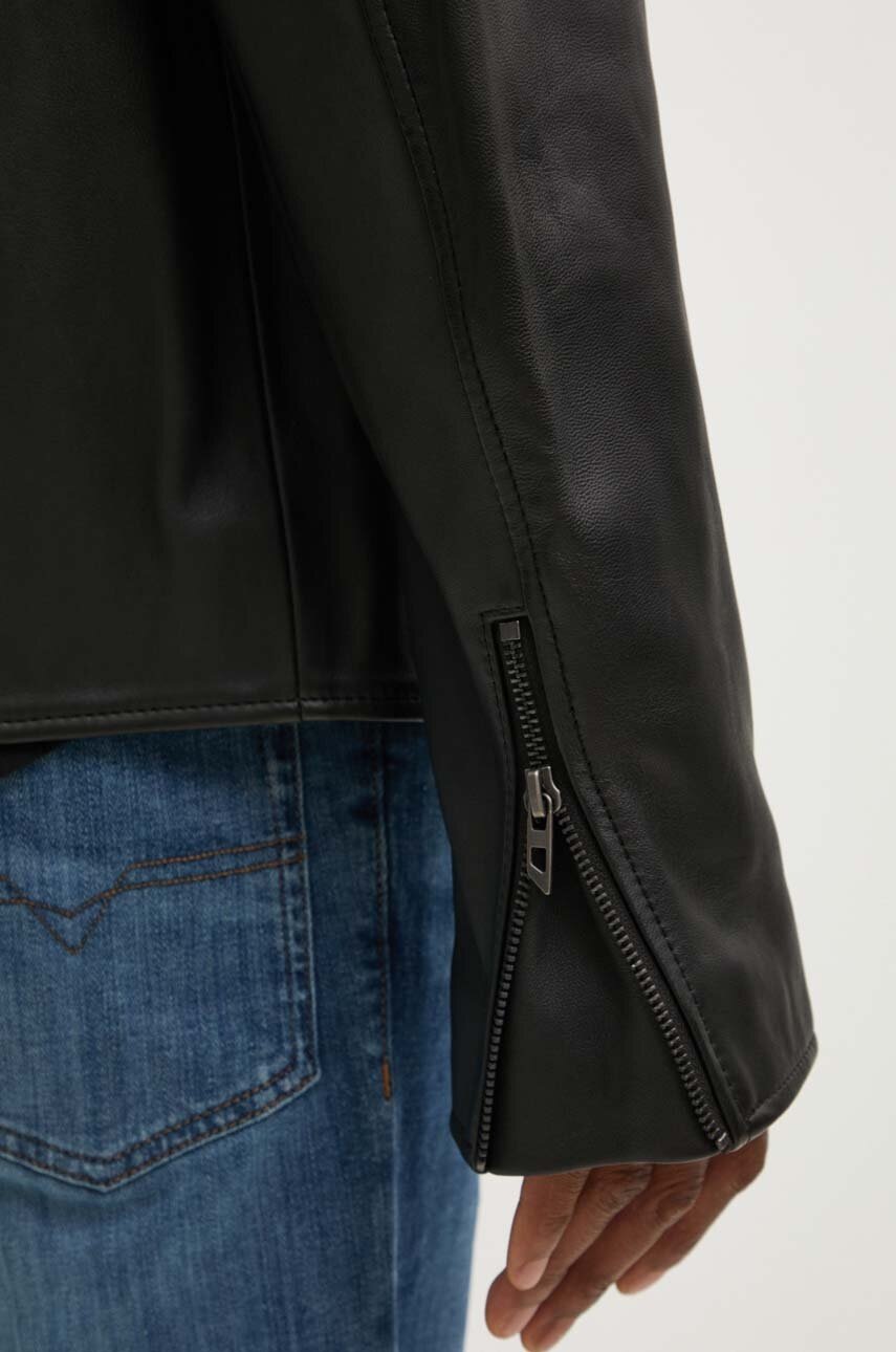 Δερμάτινο μπουφάν Diesel L-CARVER ανδρικό, χρώμα: μαύρο, A14436.0AJIR φωτογραφία
