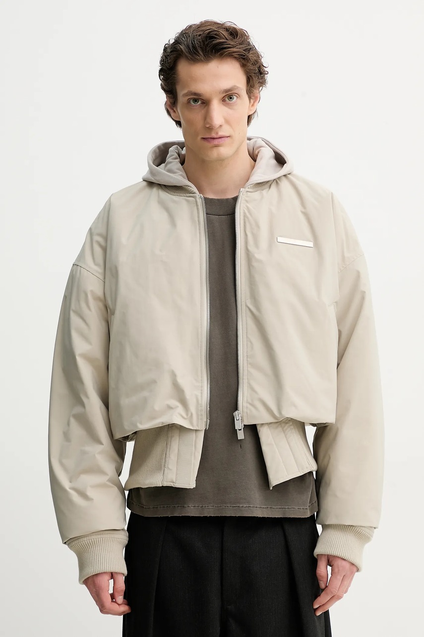 Μπουφάν bomber Heliot Emil χρώμα: μπεζ, PRESS25_M_02_100_ST18_CO φωτογραφία