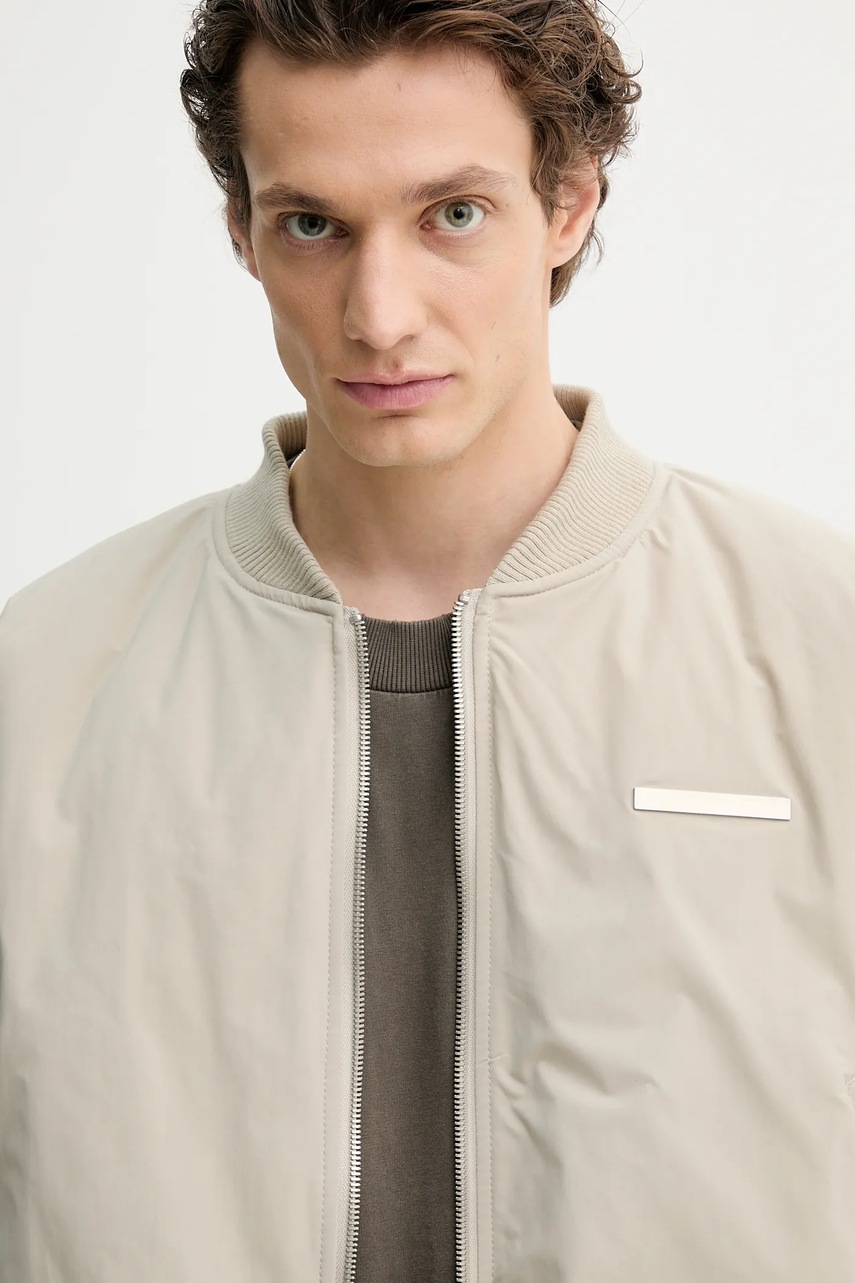 Μπουφάν bomber Heliot Emil χρώμα: μπεζ, PRESS25_M_02_100_ST18_CO φωτογραφία