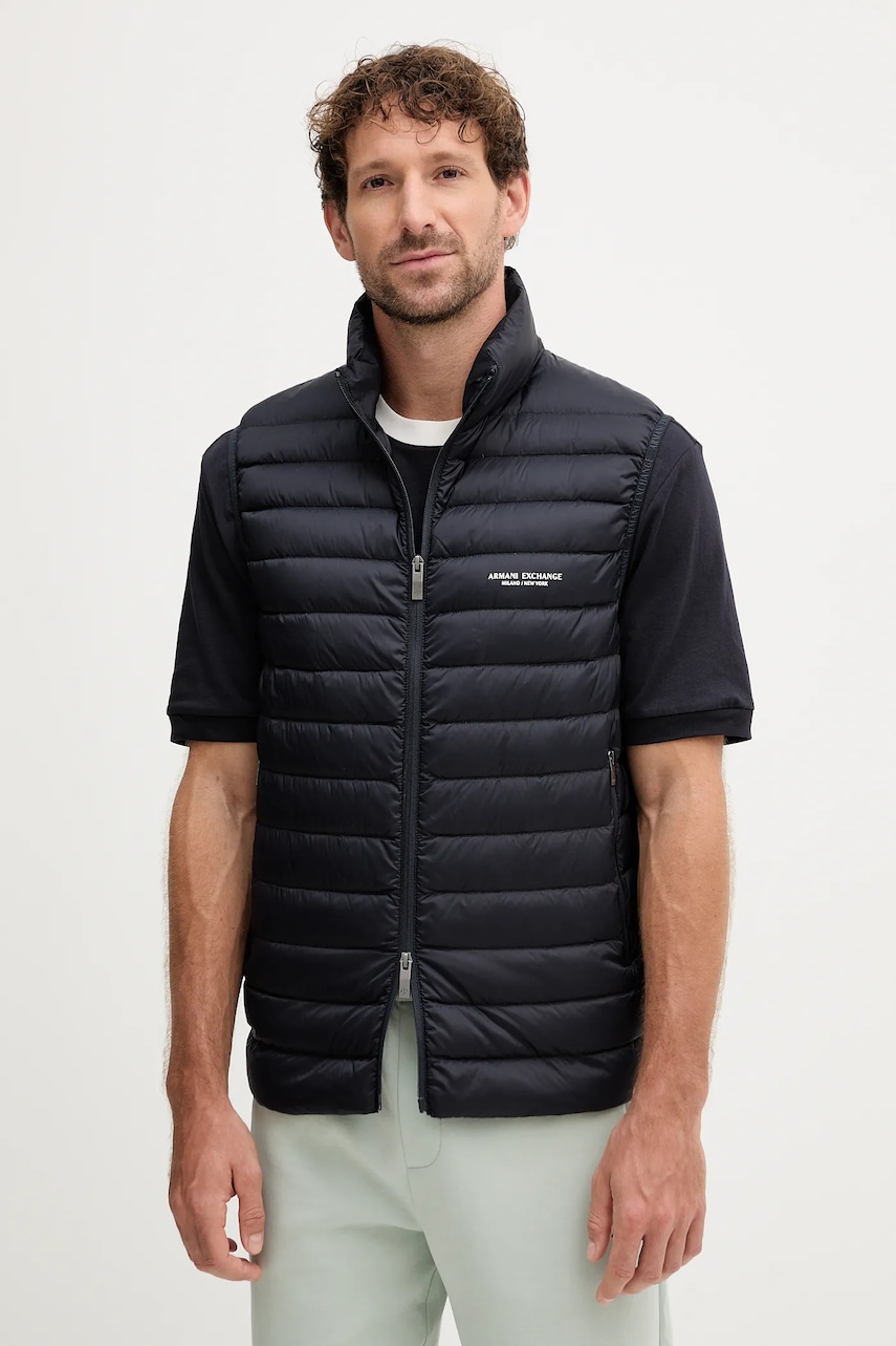 Armani Exchange vestă de puf culoarea albastru marin, de iarna, XM001576 AF16927