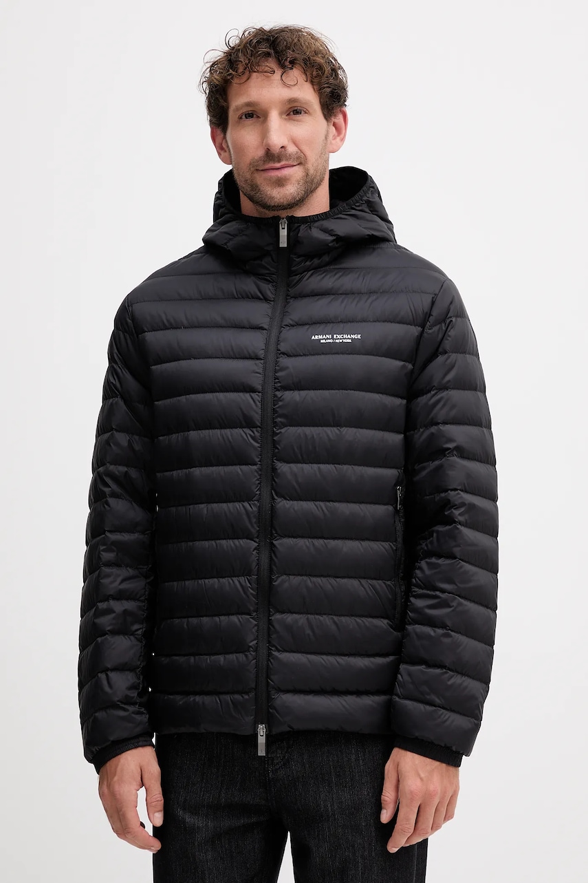 Armani Exchange geacă de puf culoarea negru, de tranzitie, XM001577 AF16927