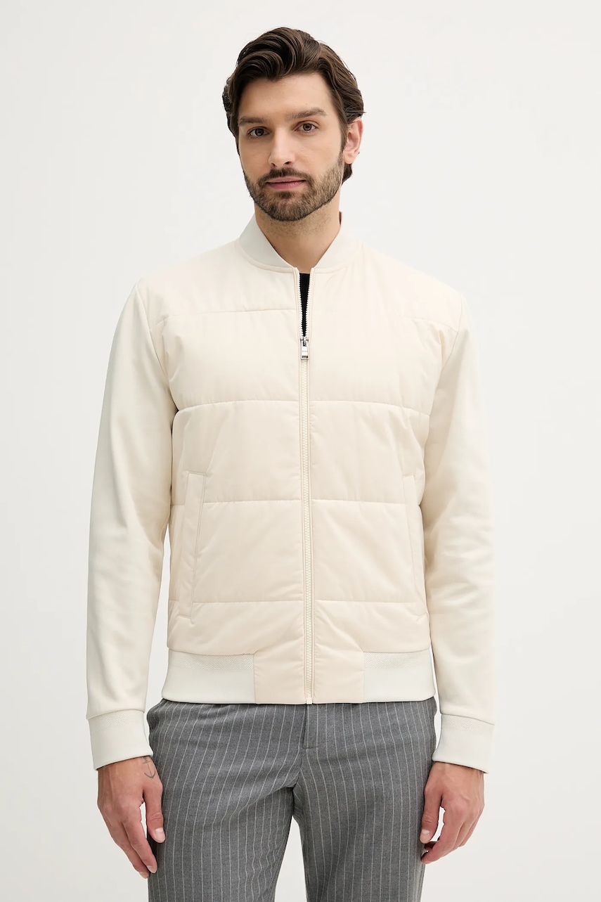 BOSS geacă bomber culoarea bej, de tranzitie, 50532767