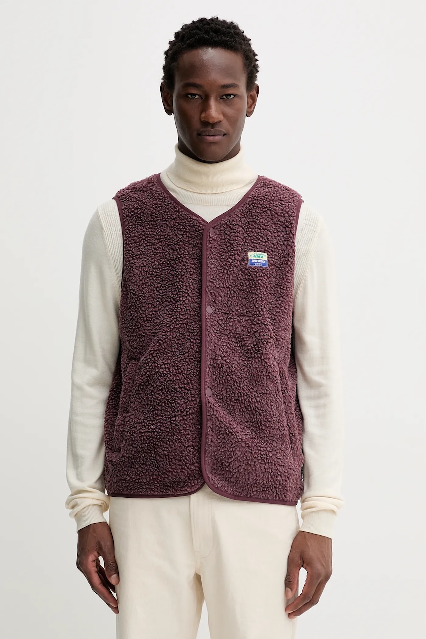American Vintage vestă culoarea bordo, de tranzitie, MHOK16A