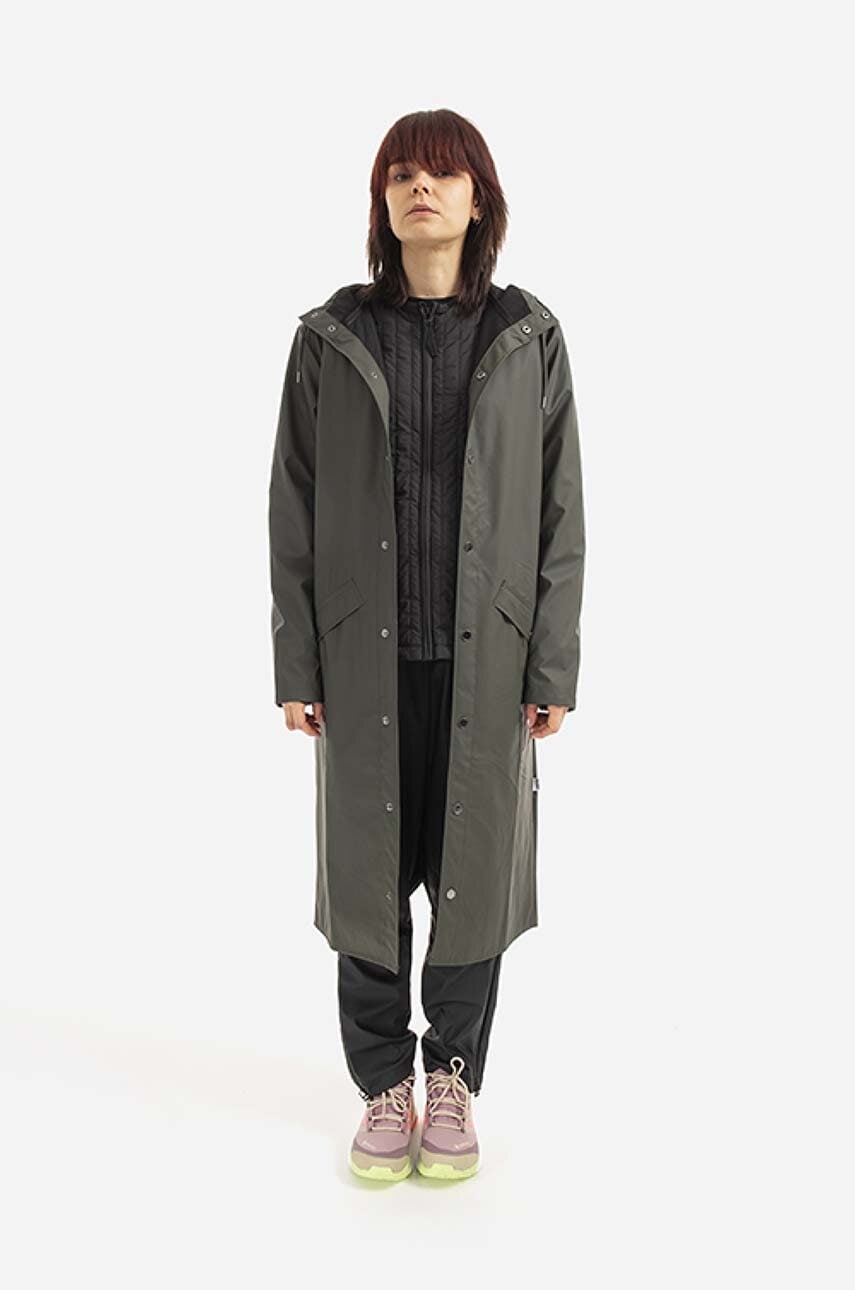 Rains esődzseki Longer Jacket zöld, átmeneti termék 2. képe