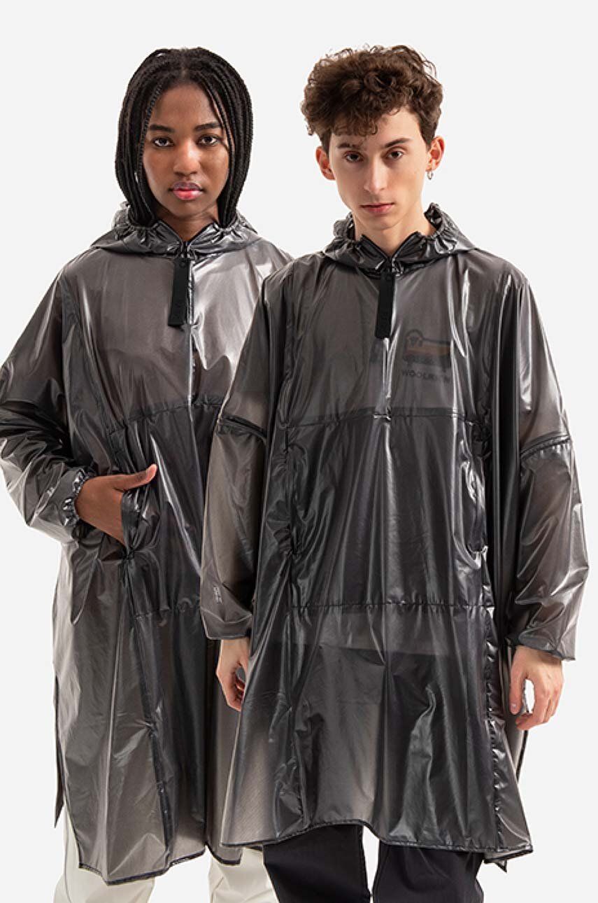 Nepromokavá bunda Rains Long Ultralight 18770 BLACK černá barva - černá -  Hlavní materiál: 100