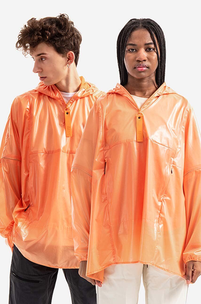 Nepromokavá bunda Rains Ultralight Anorak oranžová barva, přechodná, oversize, 18760. ORANGE-ORANGE -