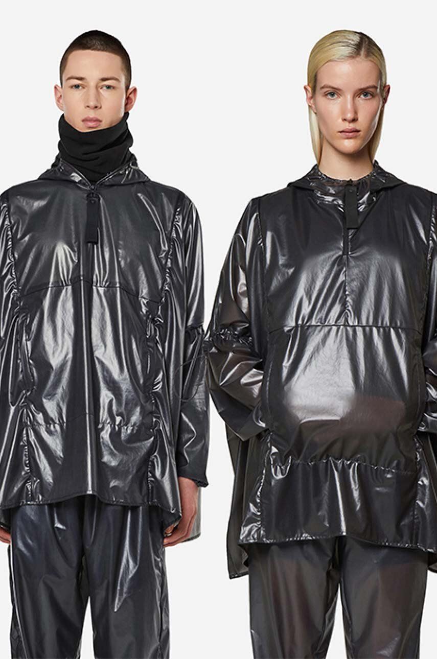 Levně Nepromokavá bunda Rains Ultralight Anorak 18880 BLACK černá barva, přechodná, oversize