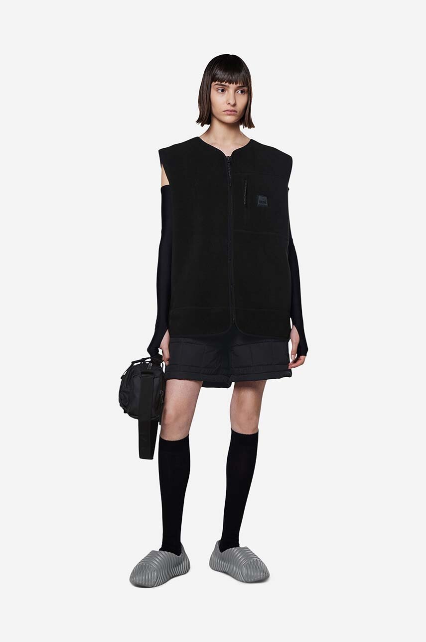 Безрукавка Rains Fleece Vest колір чорний перехідна 18510-BLACK. 