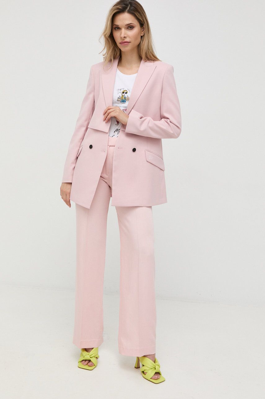 Karl Lagerfeld sacou culoarea roz, cu doua randuri de nasturi, neted answear.ro imagine noua