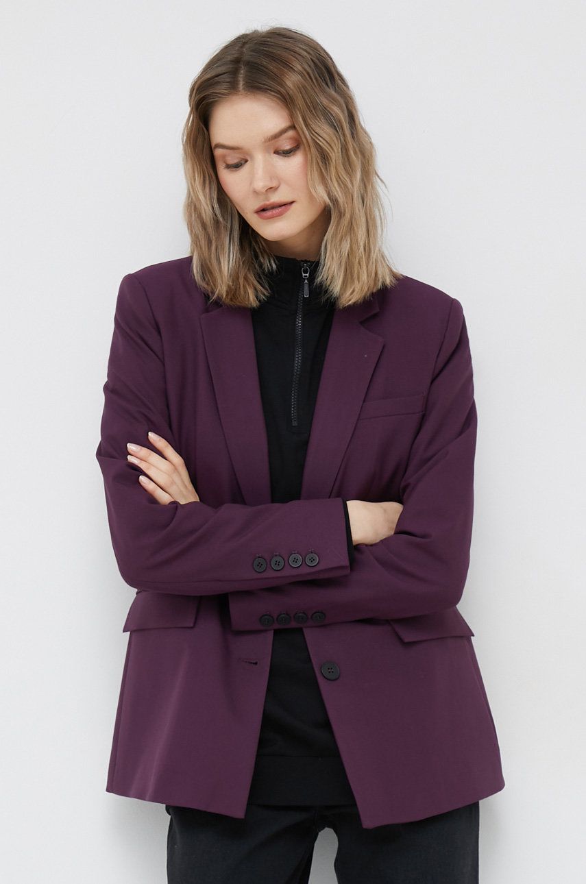 Sako Selected Femme fialová farba, jednoradové, jednofarebné