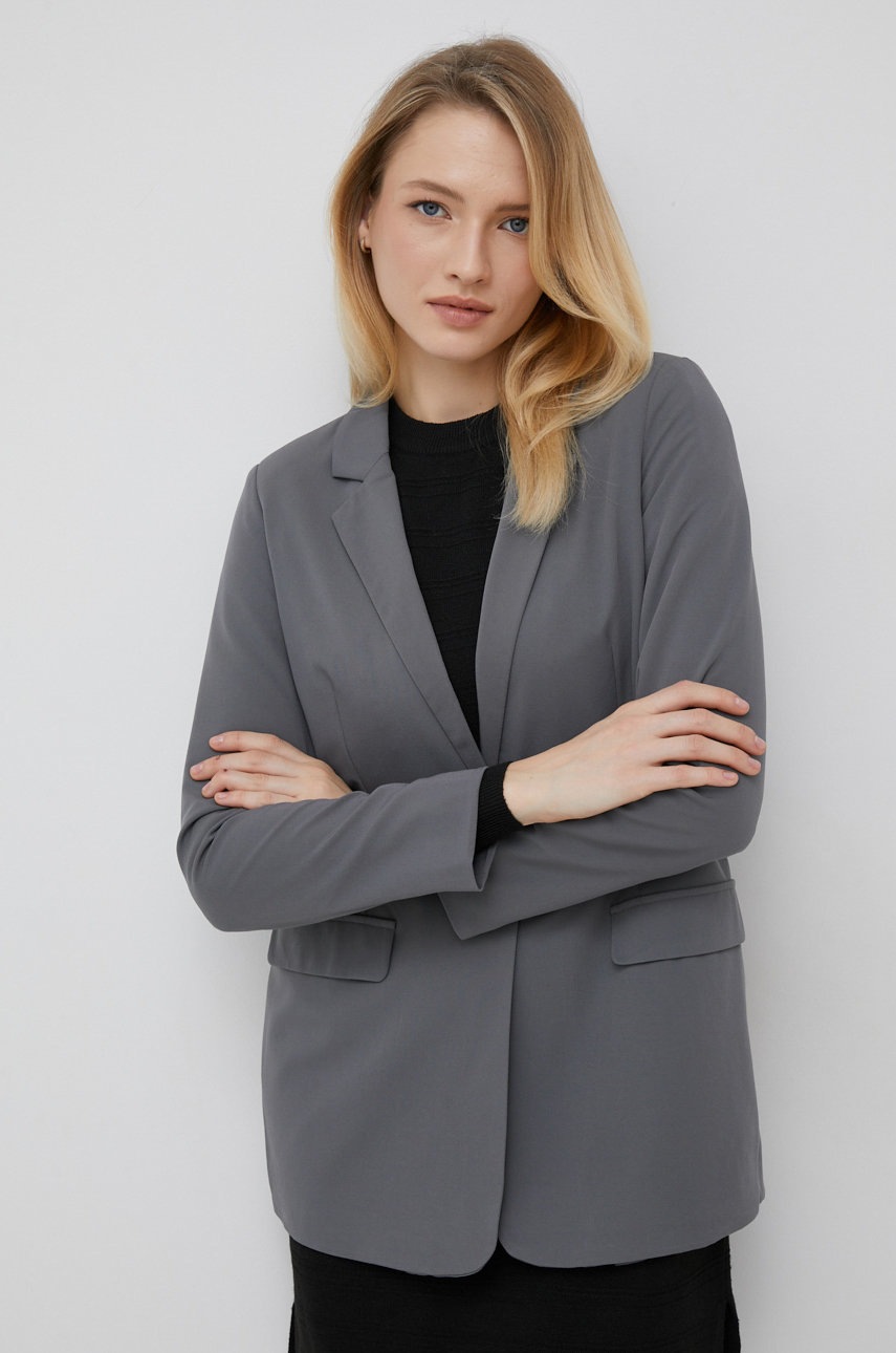 

Сако Vero Moda в сиво с едно копче с изчистен дизайн, Сив