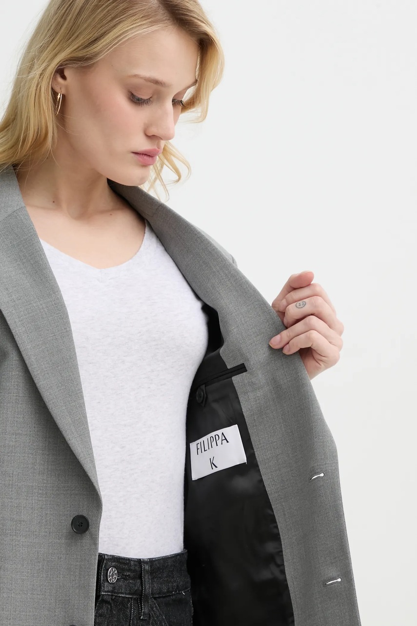 Μάλλινο σακάκι Filippa K χρώμα: γκρι, 29585 φωτογραφία