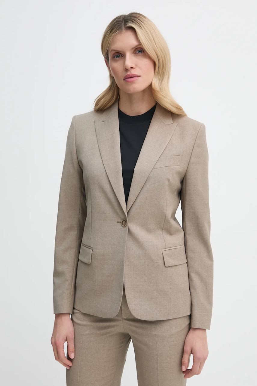 Filippa K geaca de lana culoarea bej, un singur rand de nasturi, neted, 29107 Filippa K geaca de lana culoarea bej, un singur rand de nasturi, neted, 29107