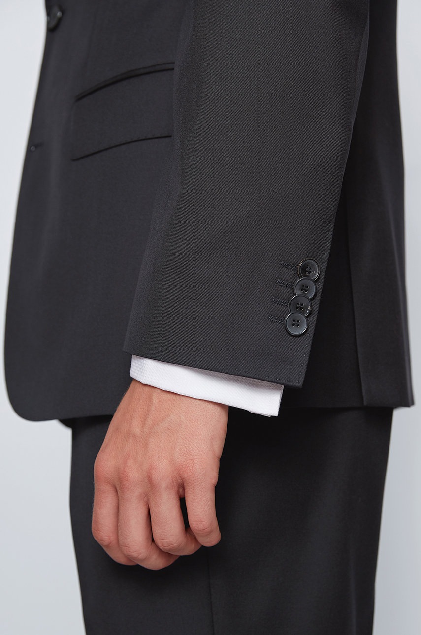 Σακάκι Boss ανδρικό, χρώμα: μαύρο φωτογραφία