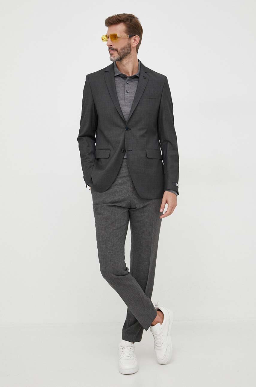 Μάλλινο μπουφάν Karl Lagerfeld χρώμα: γκρι φωτογραφία