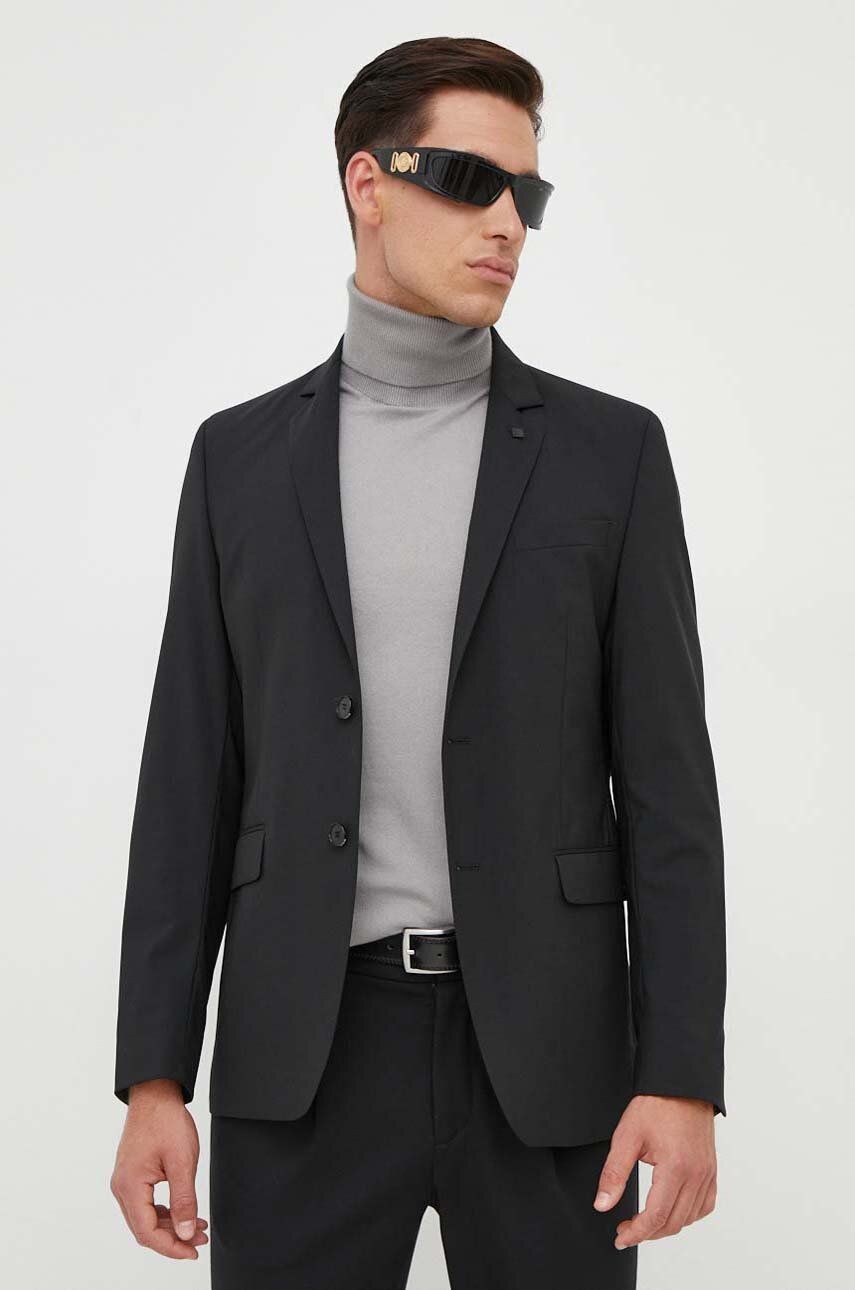 Levně Vlněné sako Karl Lagerfeld černá barva