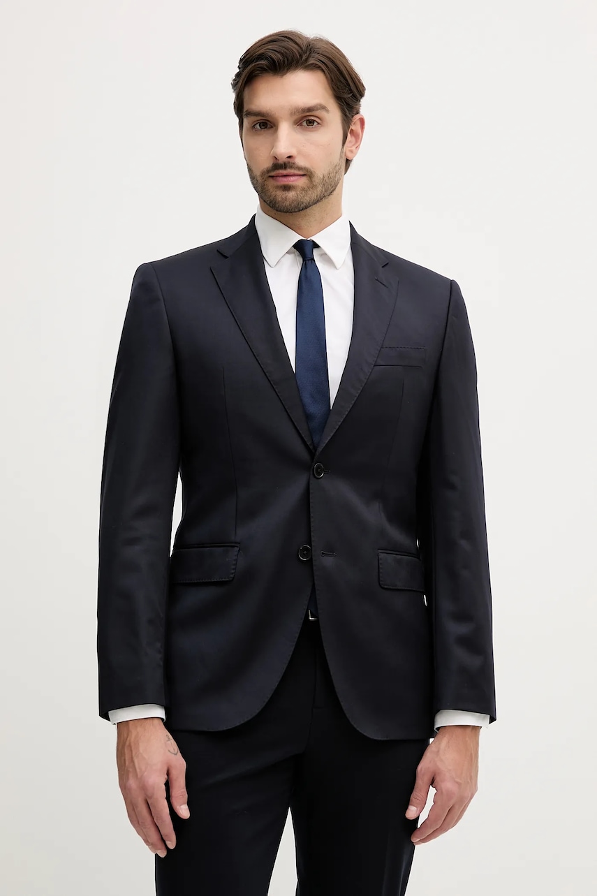 BOSS geaca de lana culoarea albastru marin, 50469172