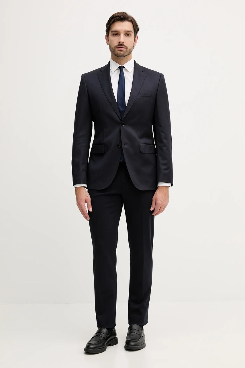 Μάλλινο σακάκι BOSS χρώμα: ναυτικό μπλε, 50469172 φωτογραφία