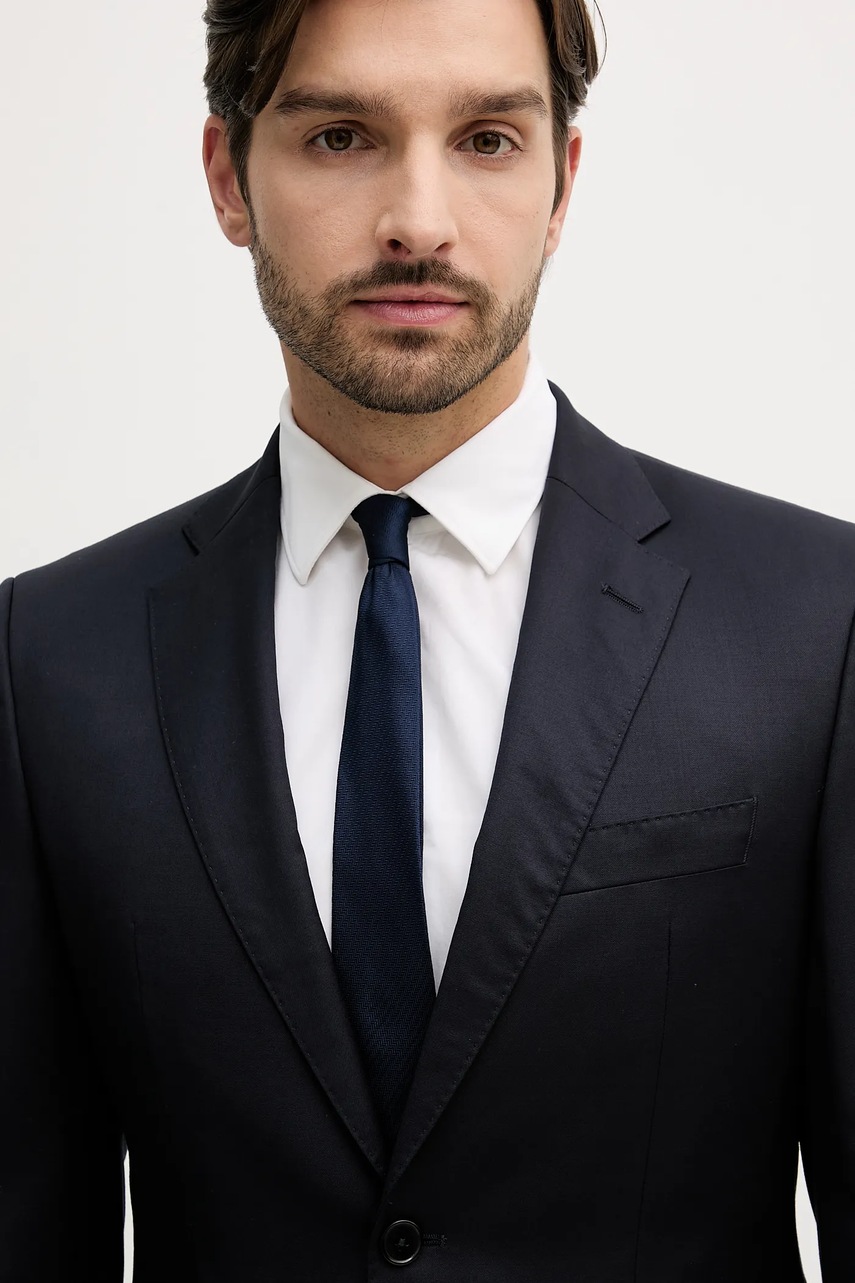 Μάλλινο σακάκι BOSS χρώμα: ναυτικό μπλε, 50469172 φωτογραφία