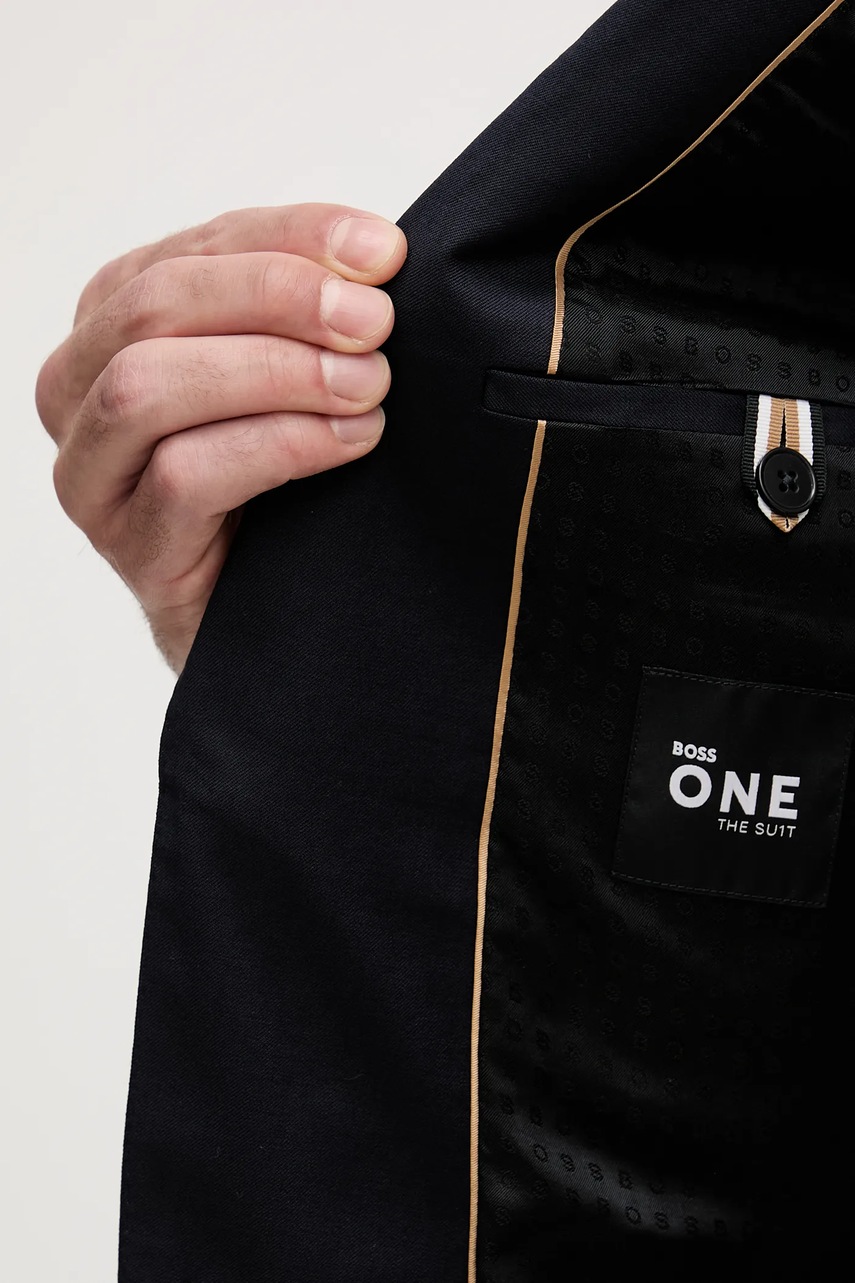 Μάλλινο σακάκι BOSS χρώμα: ναυτικό μπλε, 50469172 φωτογραφία