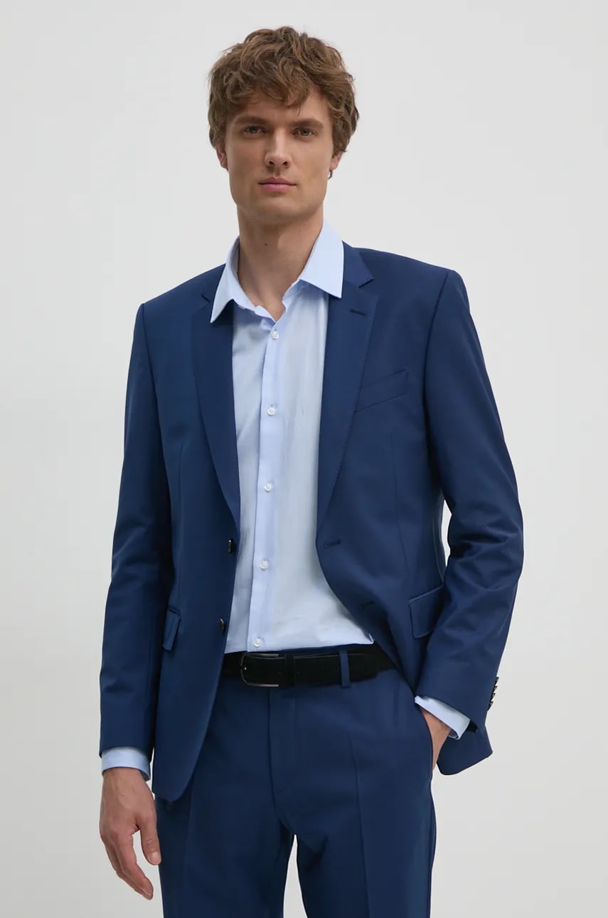 Levně Vlněné sako BOSS modrá barva, 50482734