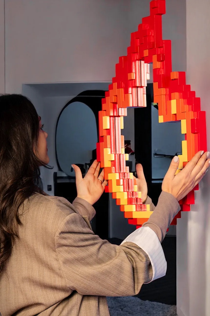 Καθρέφτης τοίχου Seletti Pixel 68 x 48,2 x 3,8 cm χρώμα: κόκκινο φωτογραφία