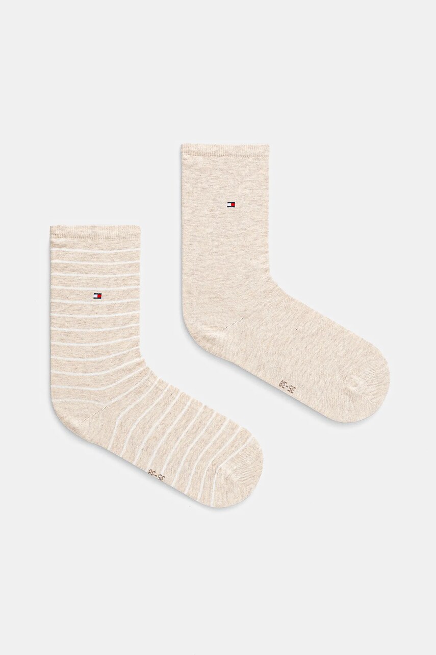 Levně Ponožky Tommy Hilfiger 2-pack dámské, béžová barva, 100001494