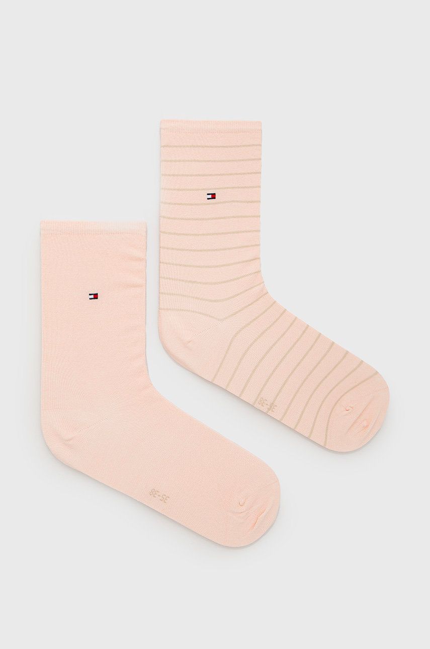 Levně Ponožky Tommy Hilfiger (2-pack) dámské, růžová barva
