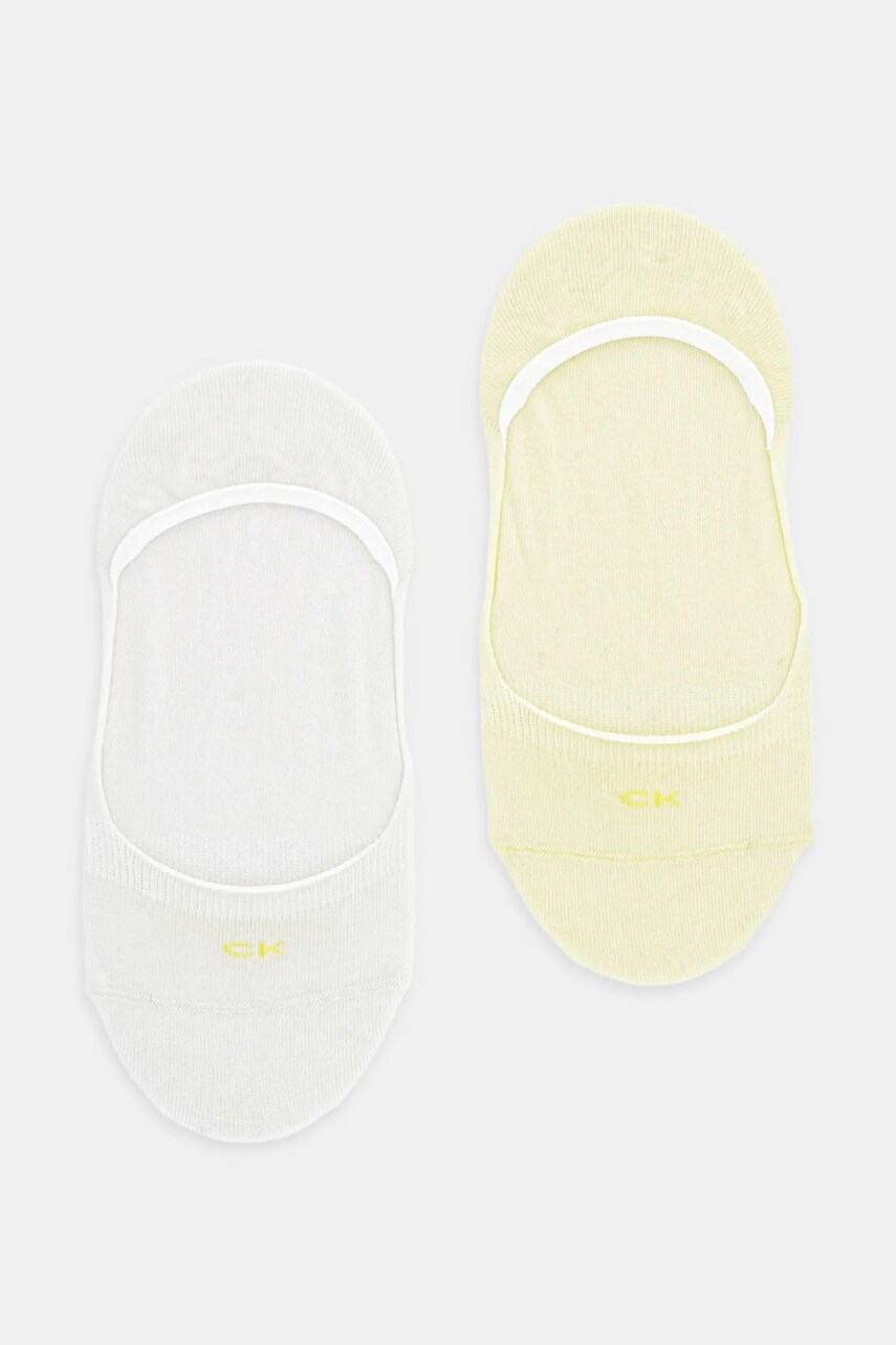 Levně Ponožky Calvin Klein 2-pack dámské, žlutá barva, 701218767
