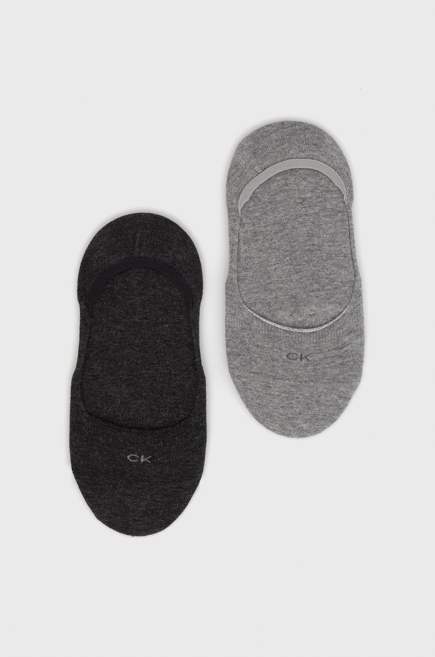 Levně Ponožky Calvin Klein (2-pack) dámské, šedá barva, 701218767