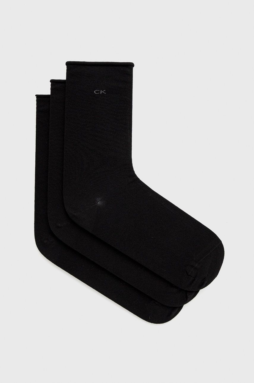 Ponožky Calvin Klein (3-pak) dámské, černá barva