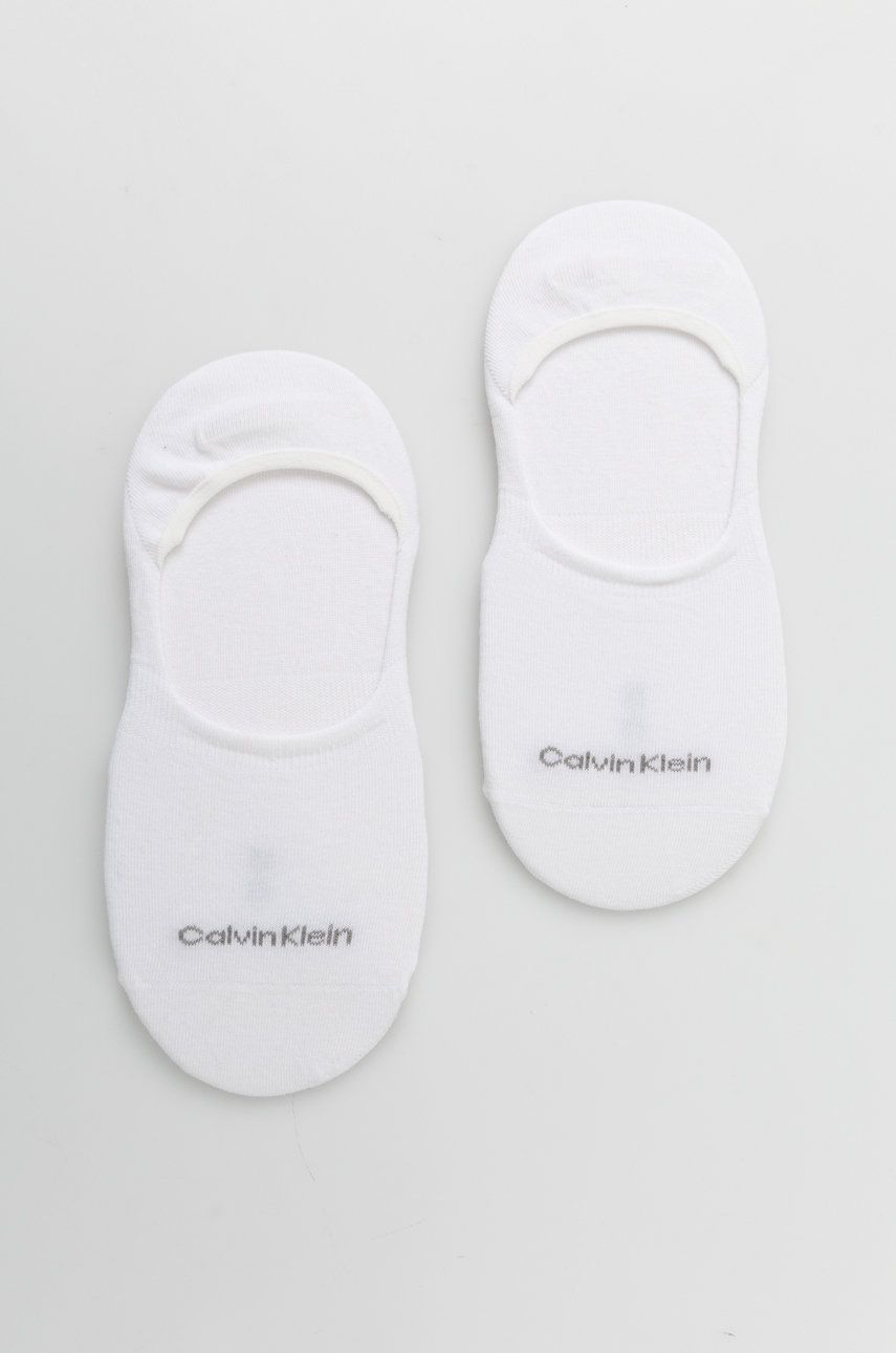Levně Ponožky Calvin Klein 2-pack dámské, bílá barva