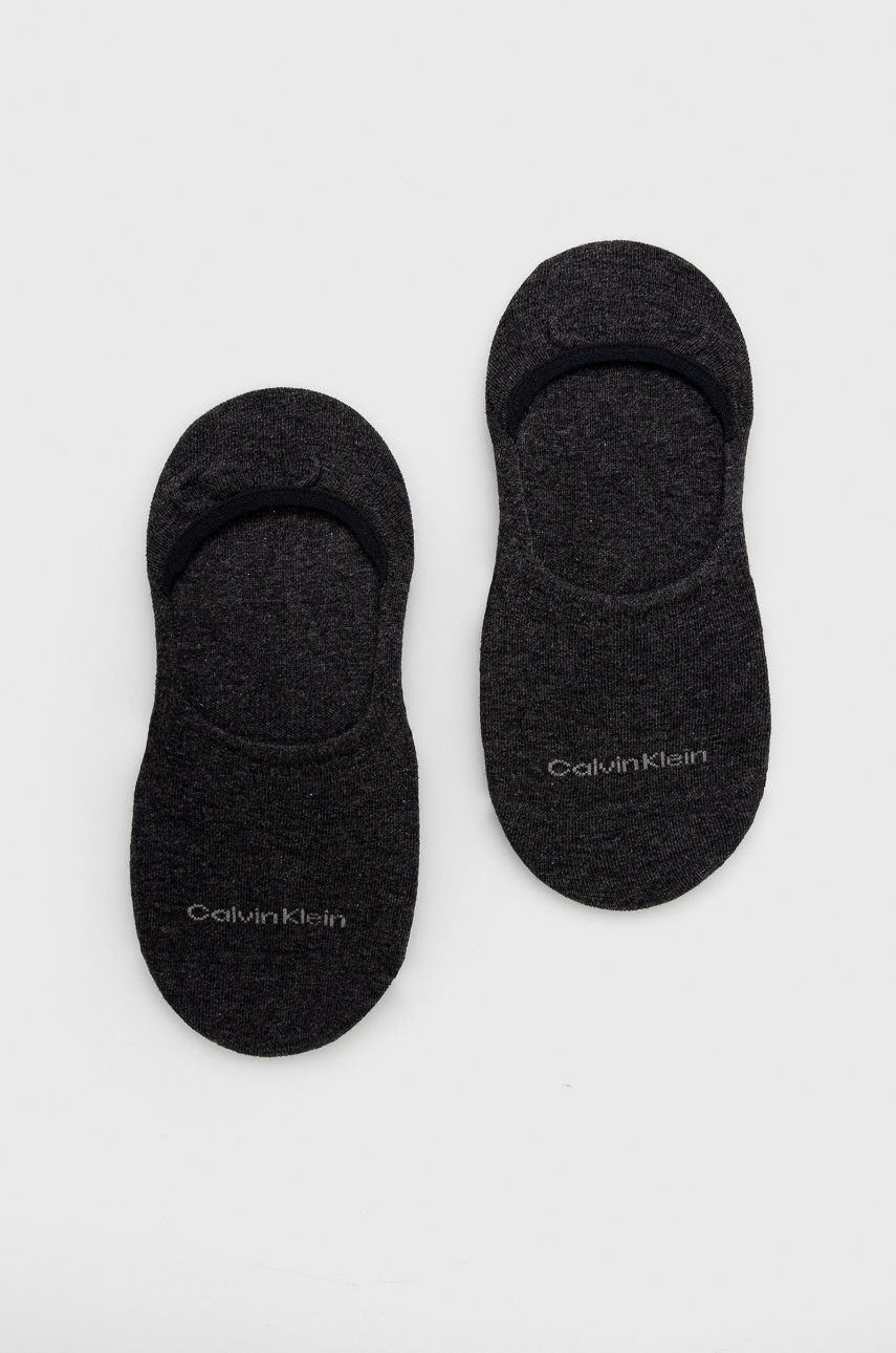 Levně Ponožky Calvin Klein 2-pack dámské, šedá barva