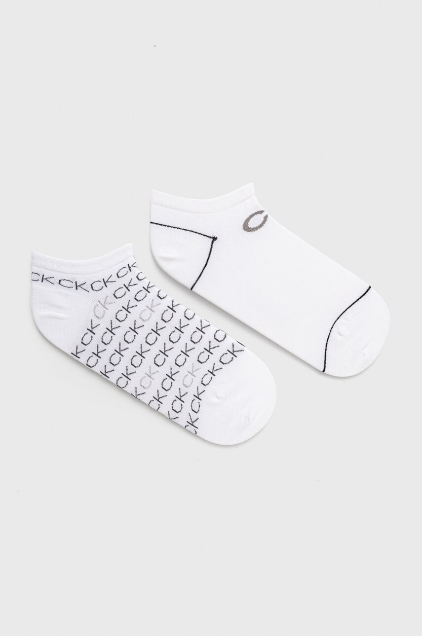 Levně Ponožky Calvin Klein (2-pack) dámské, bílá barva, 701218779