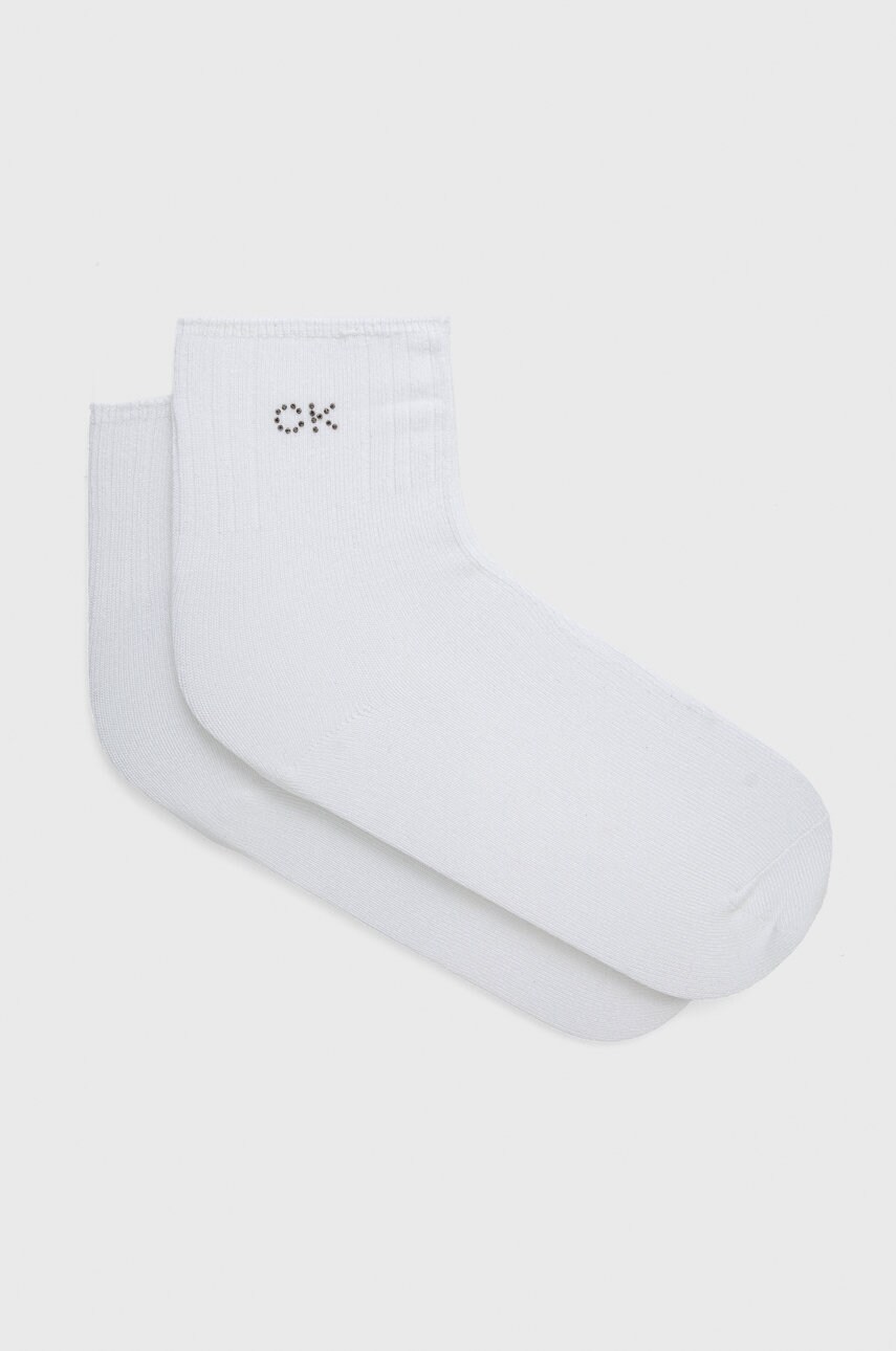Levně Ponožky Calvin Klein dámské, bílá barva, 701218781