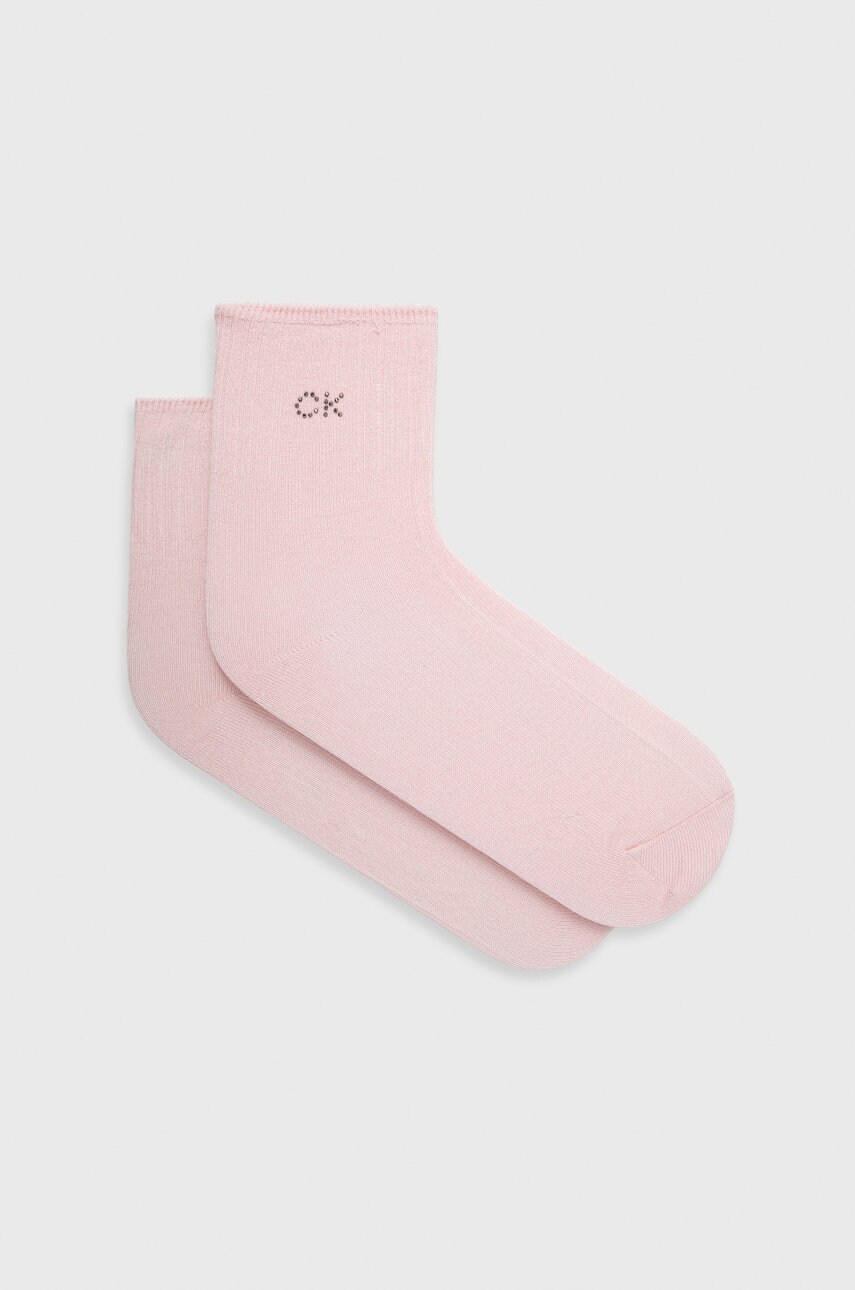 Levně Ponožky Calvin Klein dámské, růžová barva, 701218781
