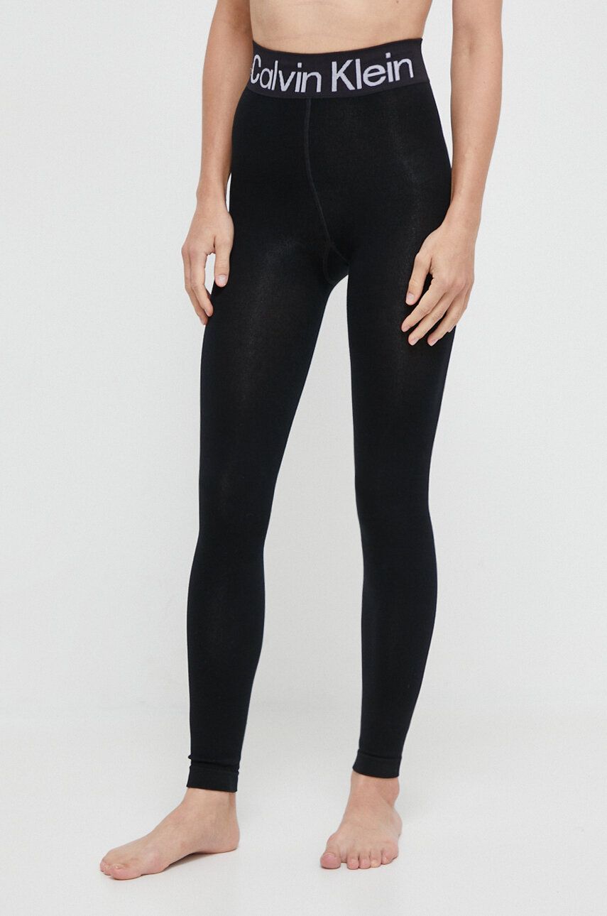 Levně Legíny Calvin Klein dámské, černá barva, melanžové