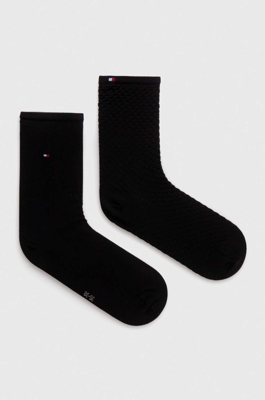 Levně Ponožky Tommy Hilfiger 2-pack dámské, černá barva