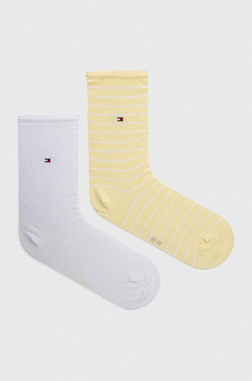 Levně Ponožky Tommy Hilfiger 2-pack dámské, žlutá barva, 100001494