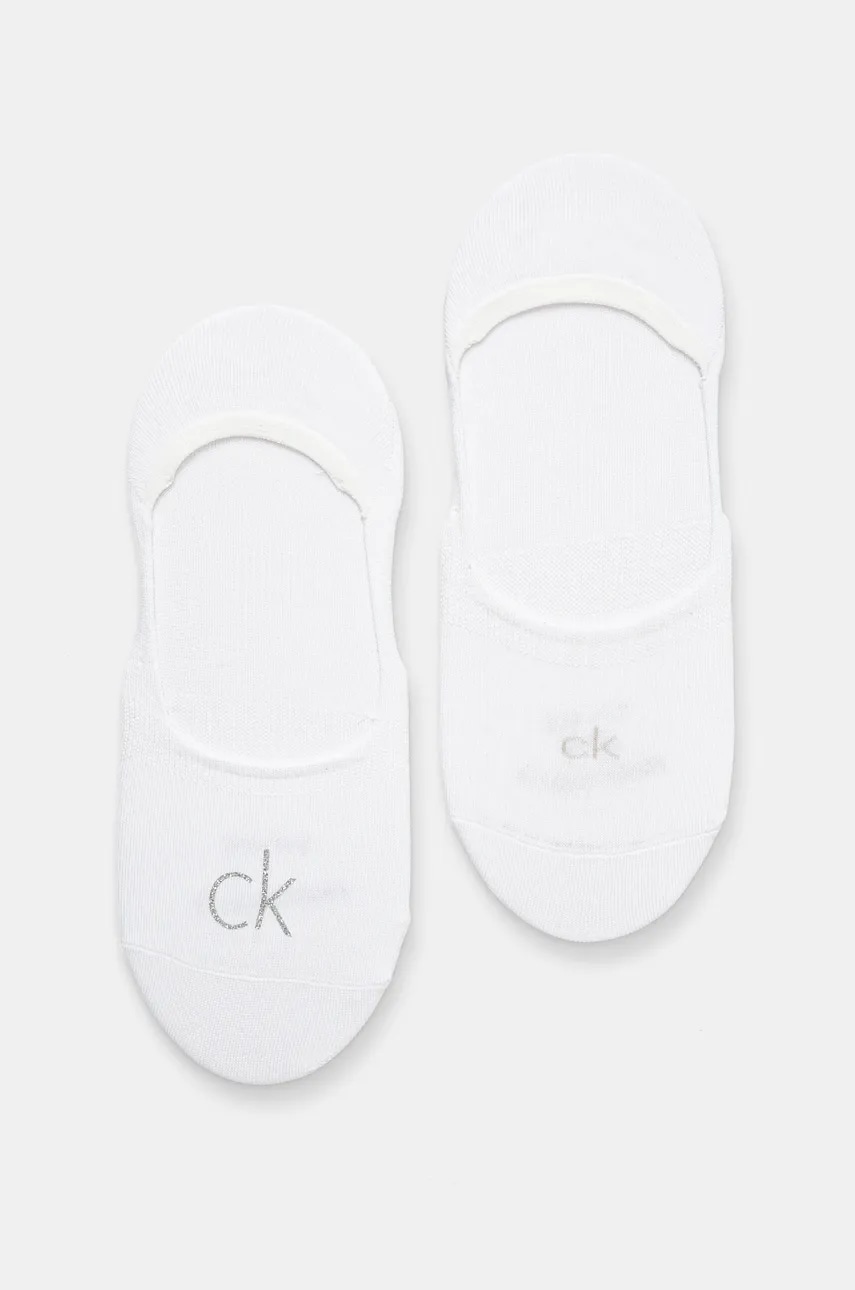 Levně Ponožky Calvin Klein 2-pack dámské, bílá barva, 701228800