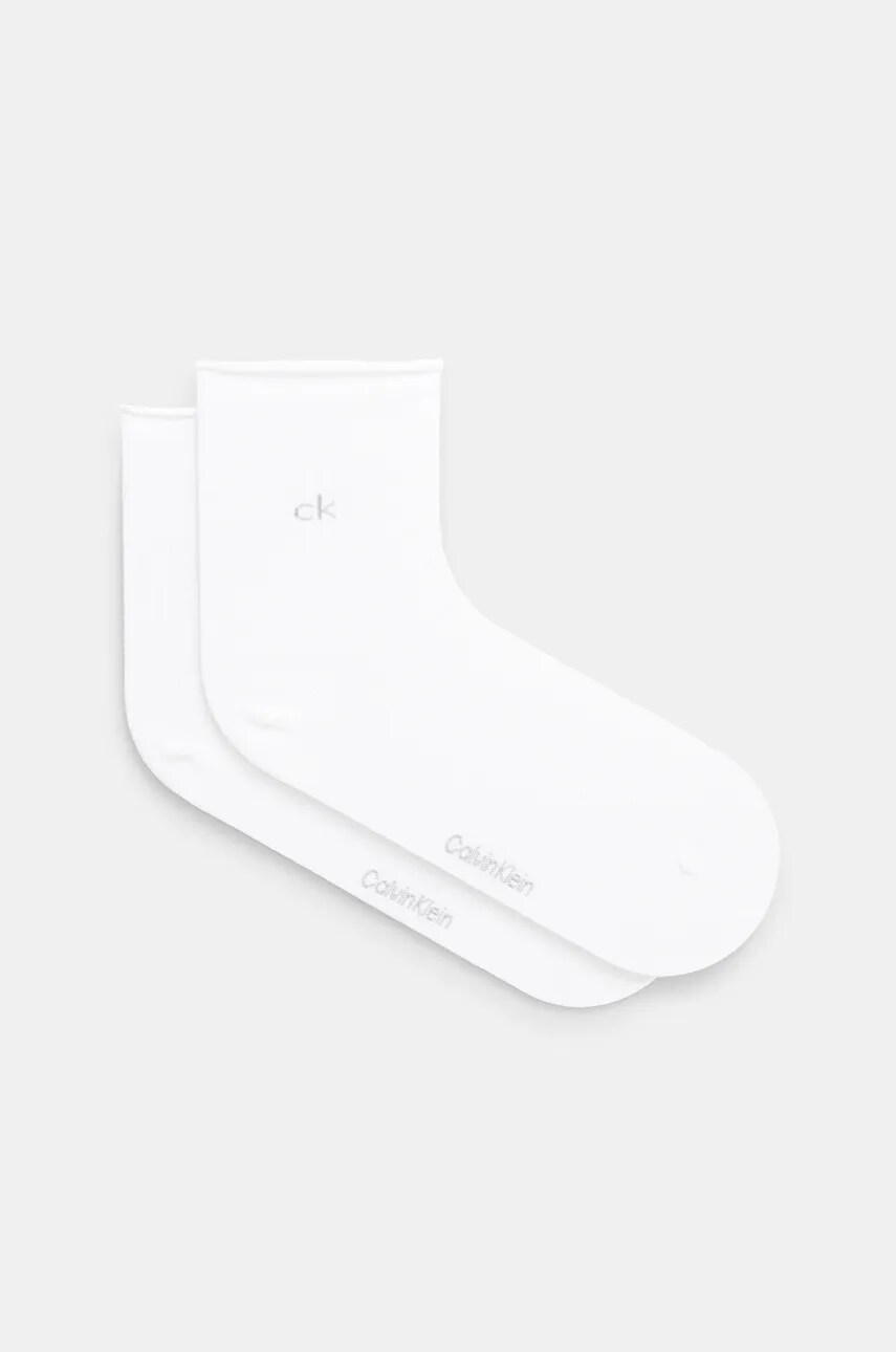 Levně Ponožky Calvin Klein 2-pack dámské, bílá barva, 701229681