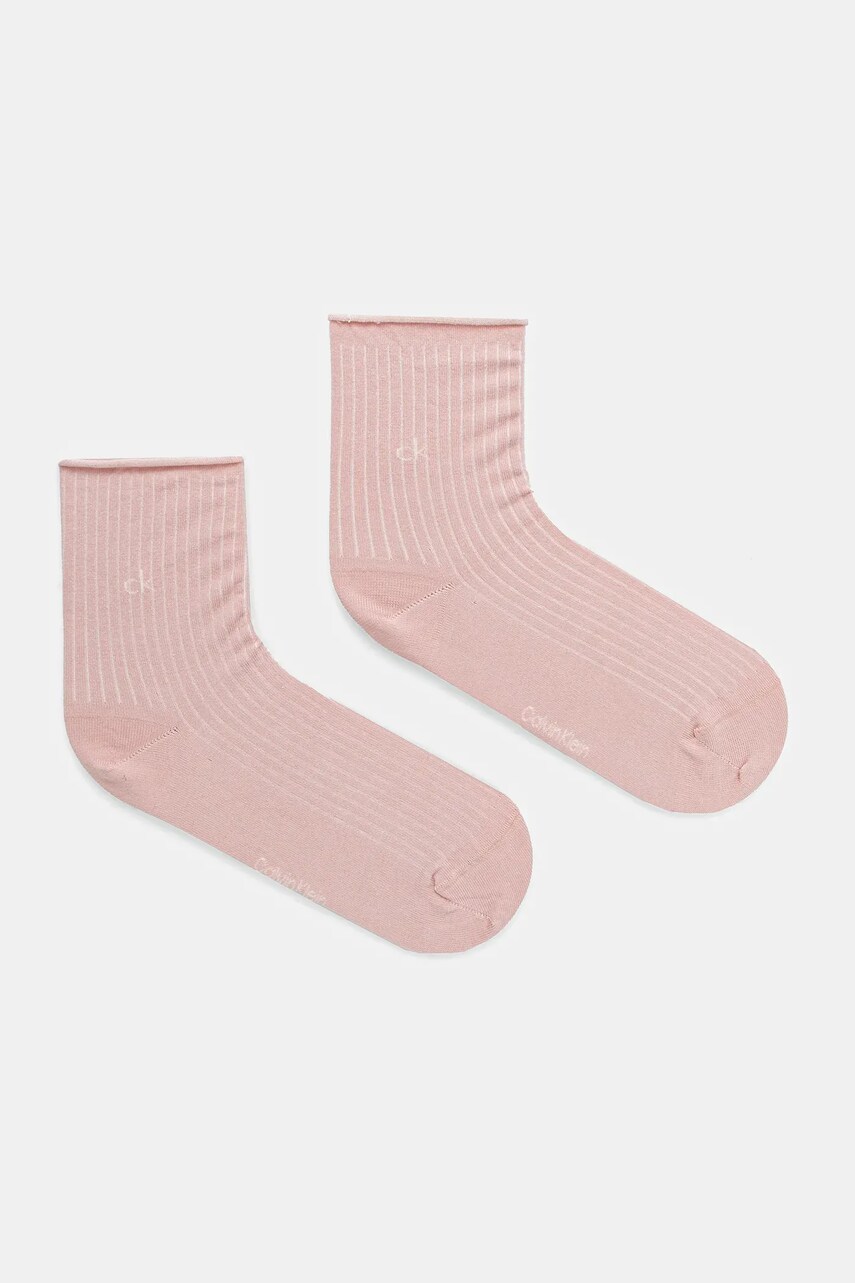 Levně Ponožky Calvin Klein 2-pack dámské, růžová barva, 701229681